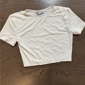 Zara Nylon Cropped Baby Tee - White